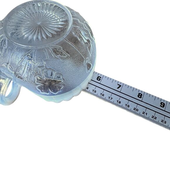 Vintage Northwood Glass Blooms & Blossoms Heart Shaped Gravy Boat White Clear - Picture 9 of 10